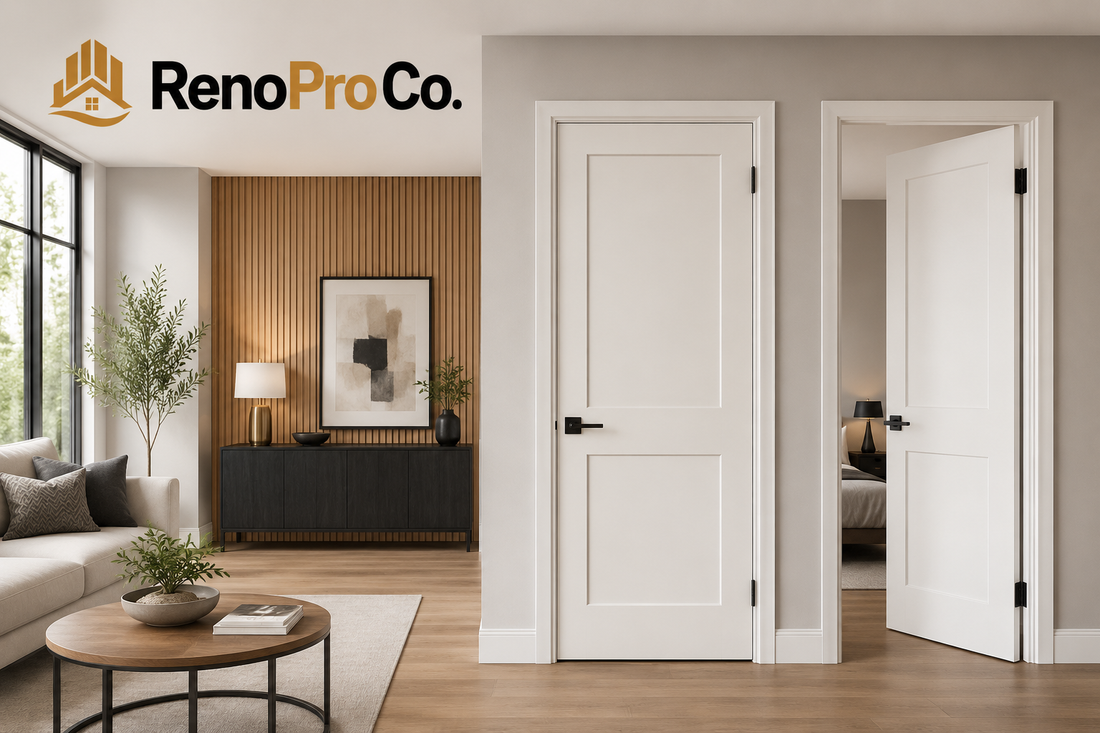 Premium white shaker pre-hung interior doors installed in a modern Vaughan Toronto GTA home renovation by RenoProCo