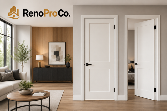 Premium white shaker pre-hung interior doors installed in a modern Vaughan Toronto GTA home renovation by RenoProCo