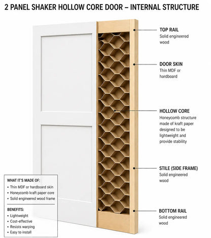 2 Panel Shaker Hollow Core Interior Door - RenoPro Co.