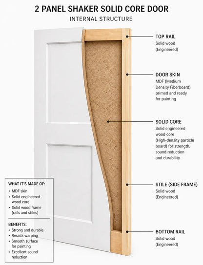 2 Panel Shaker Solid Core Interior Door - RenoPro Co.