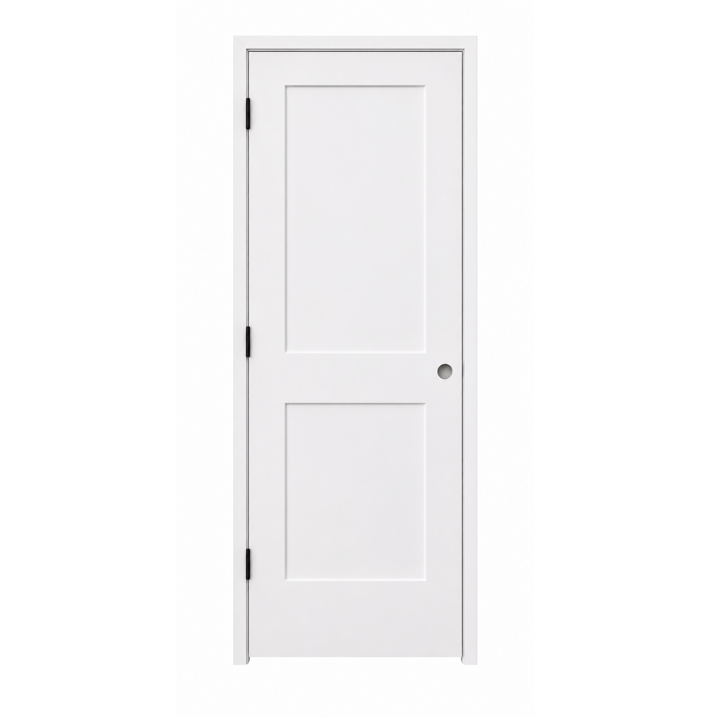 White door with two panels on a white background
