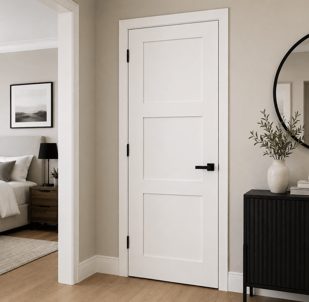 3 Panel Shaker Solid Core Pre-Hung Interior Door - RenoPro Co.