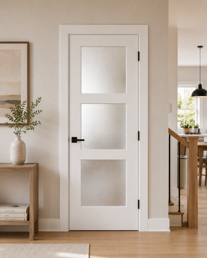 3 Panel Frosted Glass Interior Door