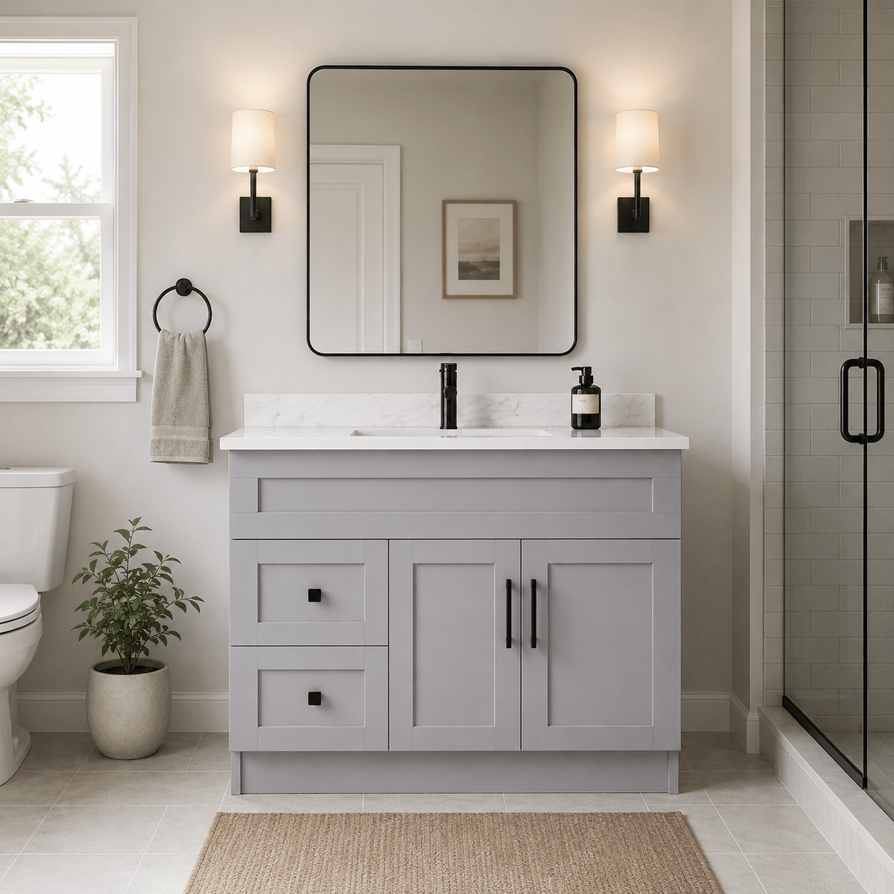 42" Modena MDF Shaker Free Standing Bathroom Vanity - RenoPro Co.