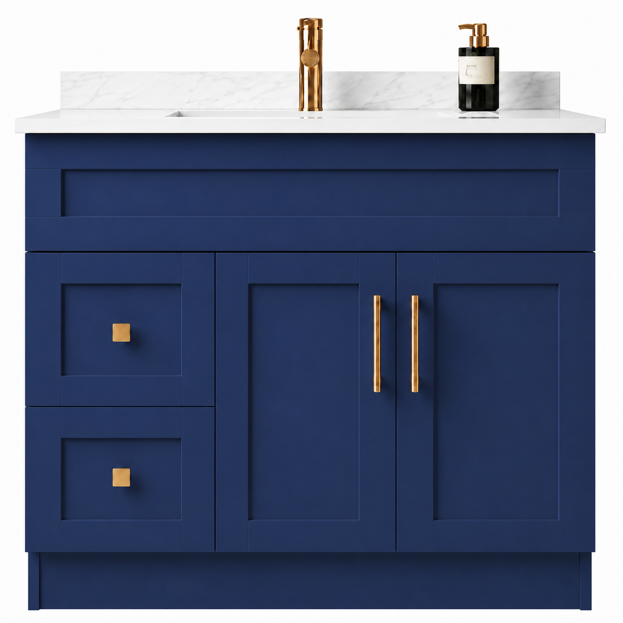 Blue MDF Vanity Left Side Drawers