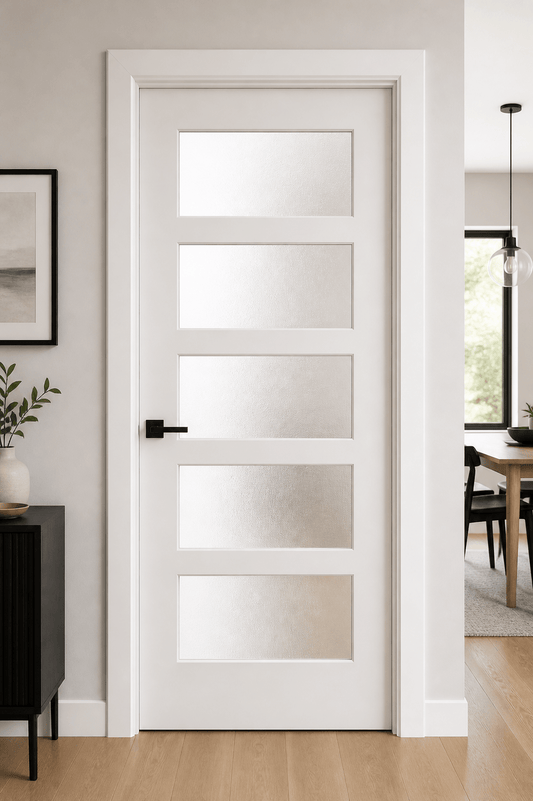 5 Panel Frosted Glass Interior Door - RenoPro Co.