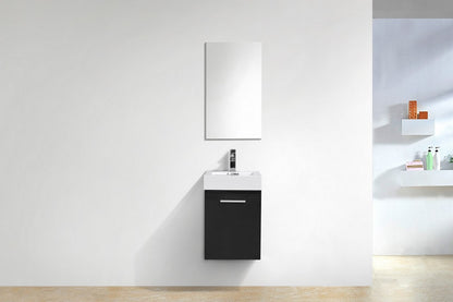 Bliss 16" Black Floating Bathroom Vanity with Integrated White Sink and Mirror – Space-Saving Wall Mounted Vanity for Toronto, Vaughan & GTA Bathrooms