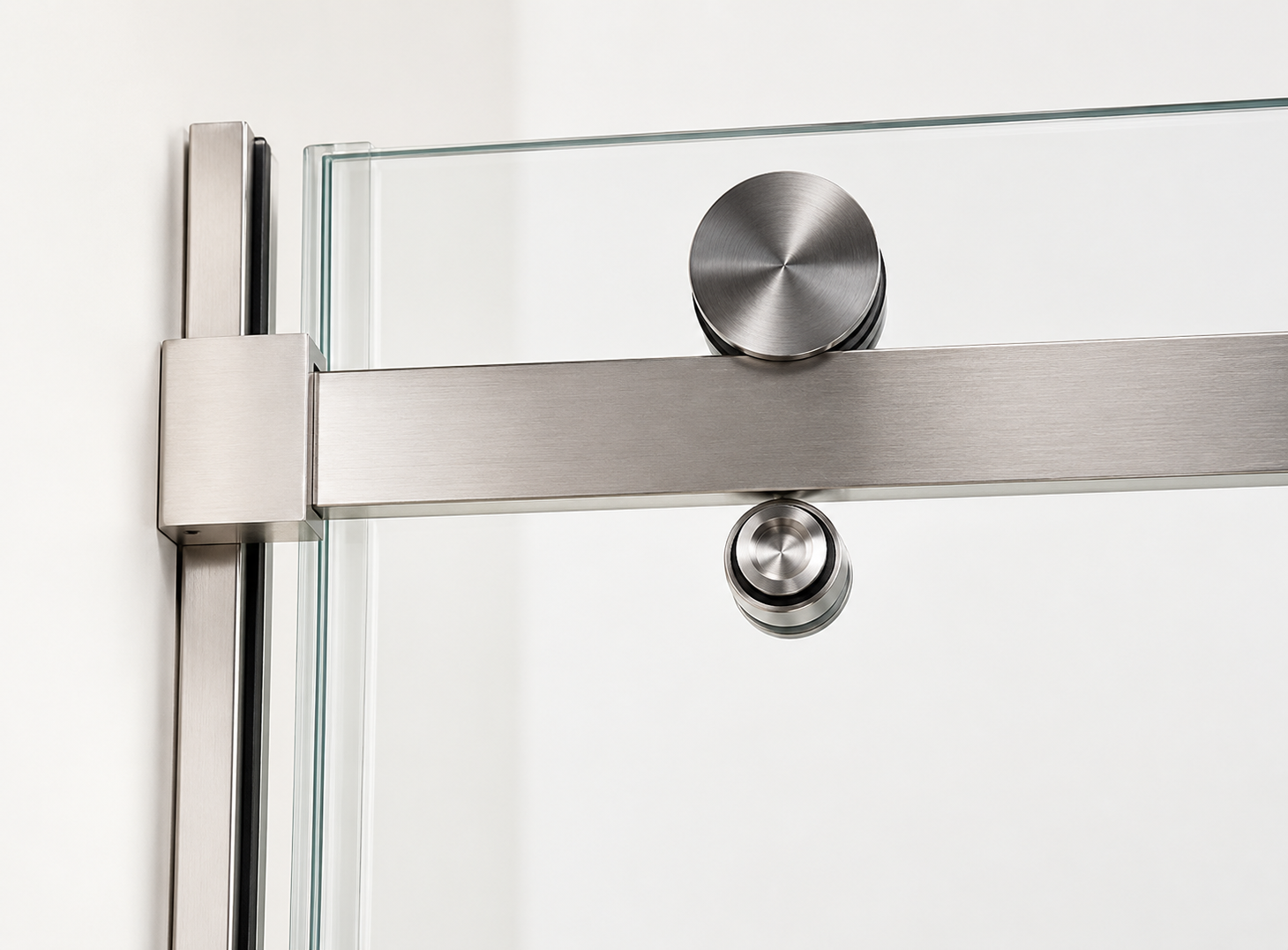 Brushed Nickel Sliding Shower Glass Door Close Sliding