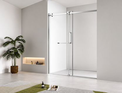 Brushed Nickel Sliding Shower Glass Door