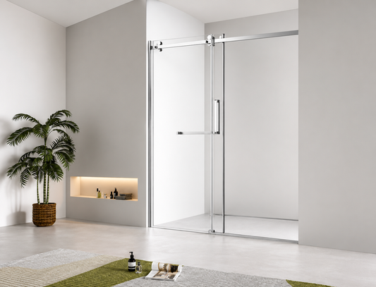 Brushed Nickel Sliding Shower Glass Door