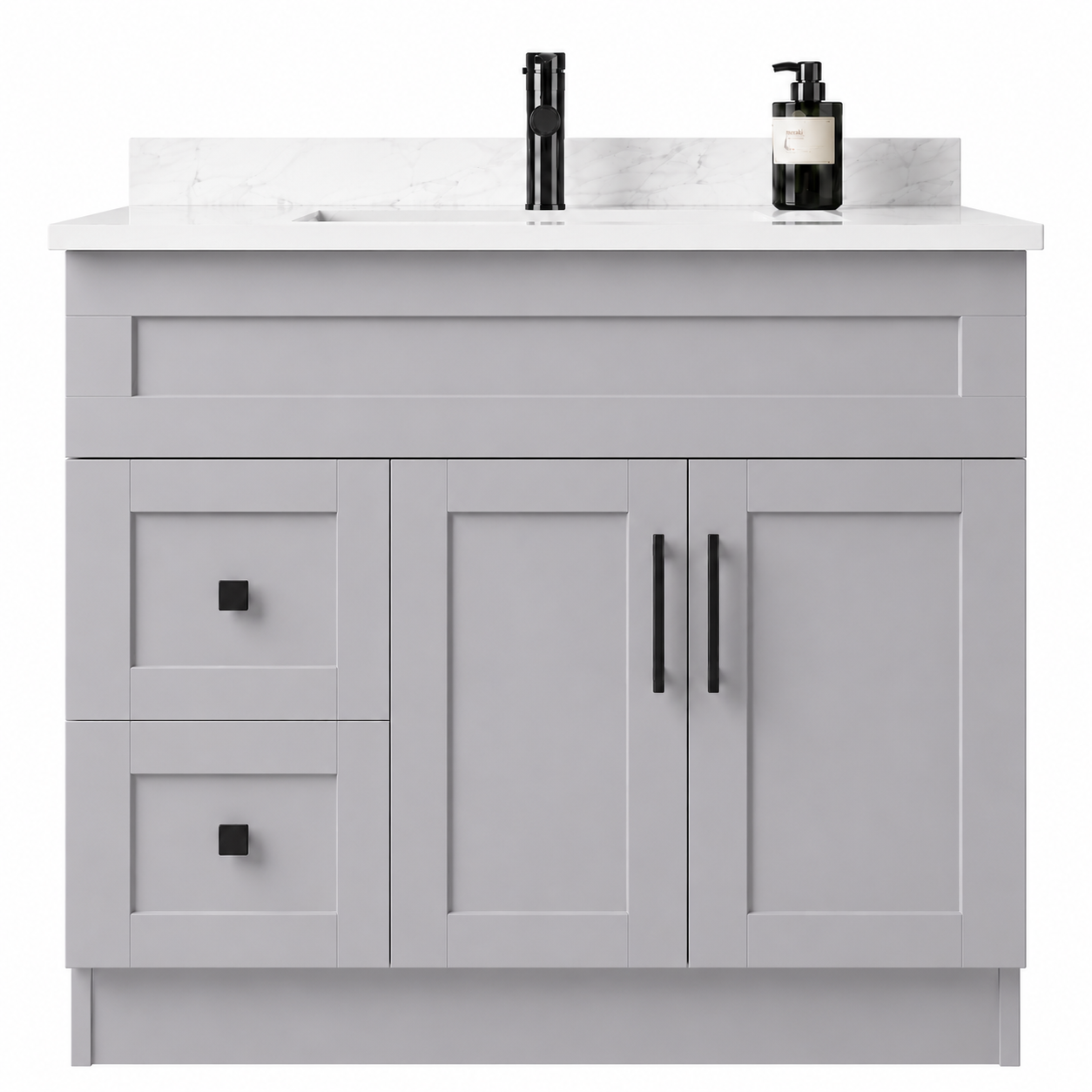 Light Grey MDF Vanity Left Side Drawers