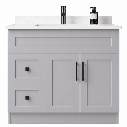 Light Grey MDF Vanity Left Side Drawers