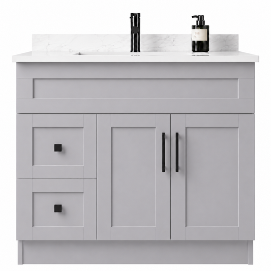 Light Grey MDF Vanity Left Side Drawers