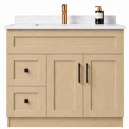 Lemon Natural MDF Vanity Left Side Drawers