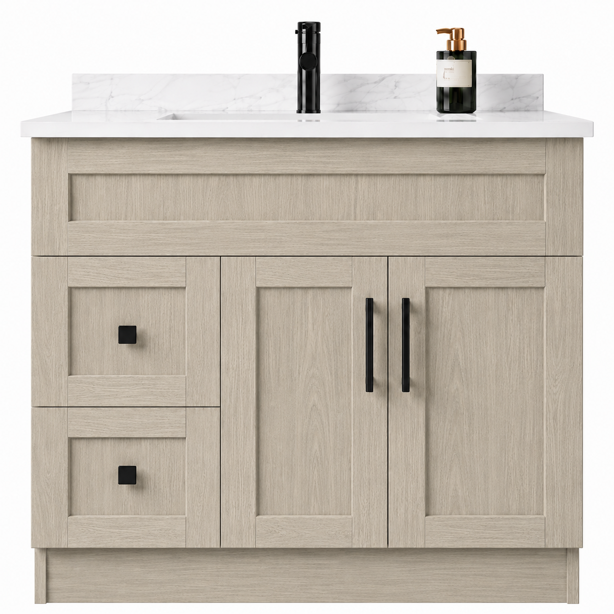 Natural Grey MDF Vanity Left Side Drawers
