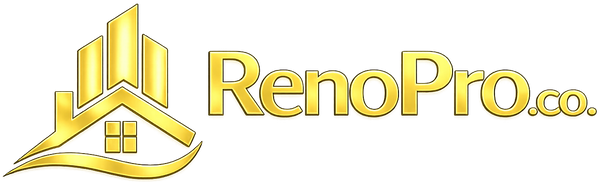 Gold logo with 'RenoPro.co' text on a white background