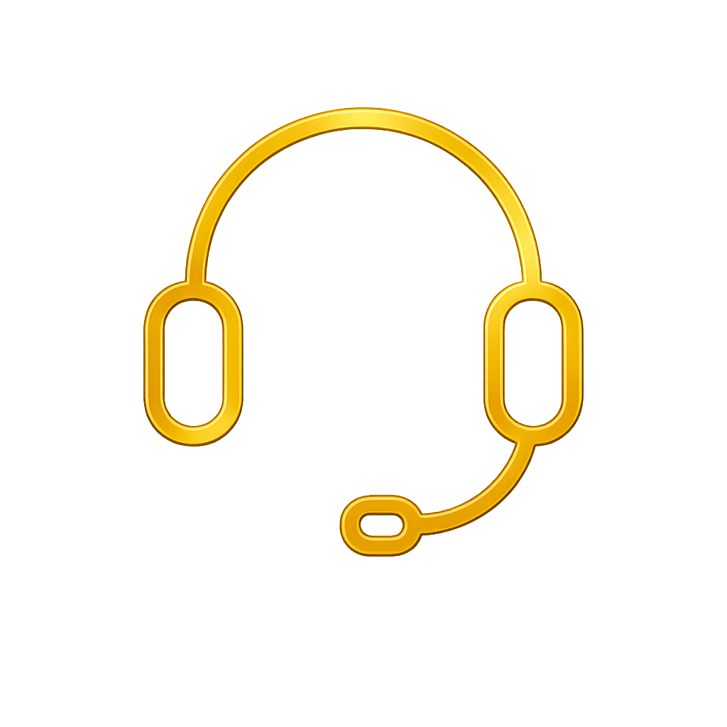 Yellow headset icon on a white background