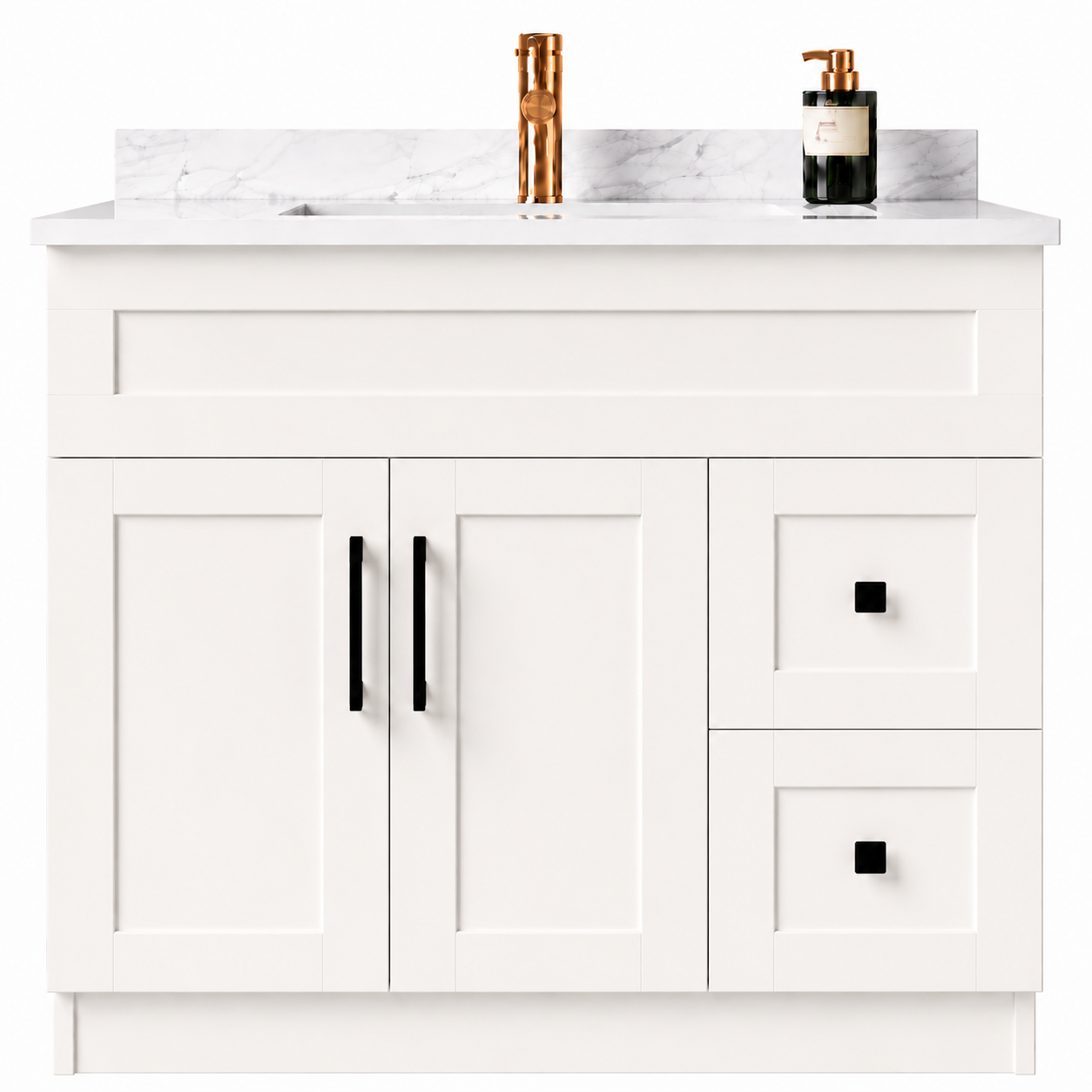 White MDF Vanity Right Side Drawers