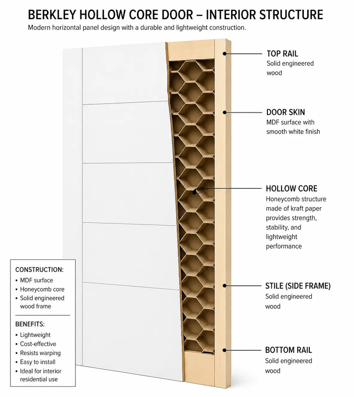 Berkley Hollow Core Interior Door - RenoPro Co.
