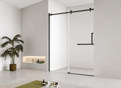 Frameless Sliding Shower Glass Door Black - RenoPro Co.