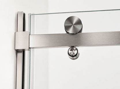 Frameless Sliding Shower Glass Door Brushed Nickel - RenoPro Co.