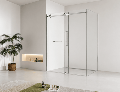 Frameless Sliding Shower Glass Door Chrome - RenoPro Co.